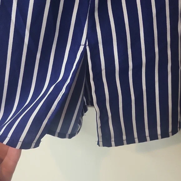 CORAL BAY Blue White Stripe Roll-Tab Pocket Blouse - Picture 7 of 12